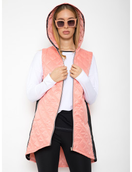 Oversized Quilted Vest - Peach