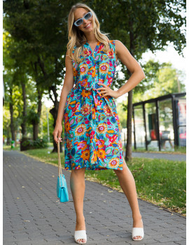 JOHANNA Shirt Dress - Turqoise Floral