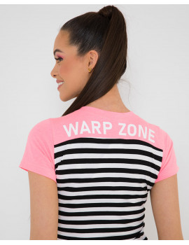 MANAROLA Striped T-shirt - Neon Pink