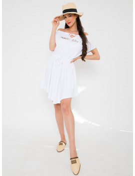 ILLY Elastic Waist Dress - White