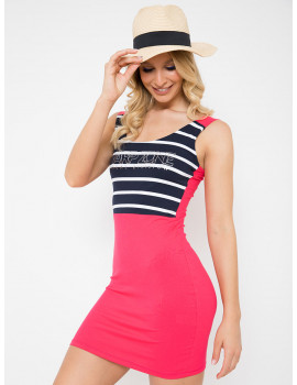 POMEZIA Striped Dress - Berry