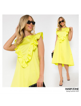 RUBY Poplin Dress - Neon Yellow