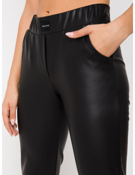 ANZIO Warm Faux Leather Trousers - Fekete
