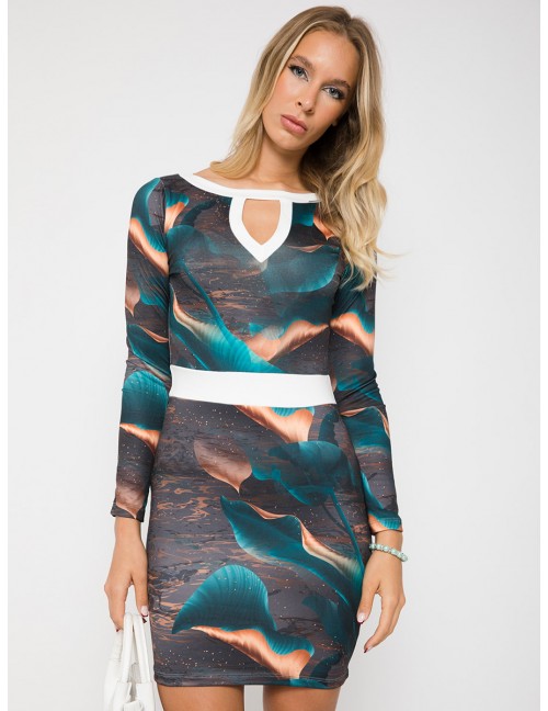 IRIA Dress - Turquoise-Brown