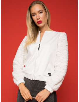 ARANI Faux Fur Sleeve Jacket - White
