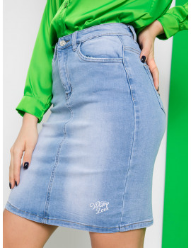 EBBA Embroidered Denim Skirt