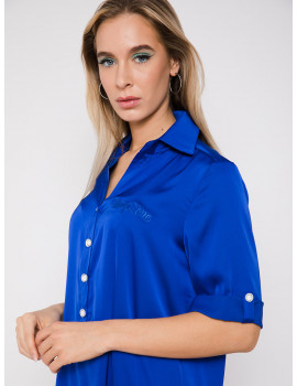 SANTO Satin Shirt - Royal Blue