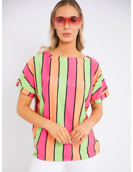 ANDRIA Striped T-shirt - Pink-Green