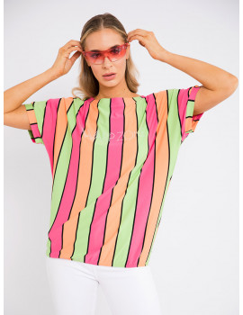 ANDRIA Striped T-shirt - Pink-Green
