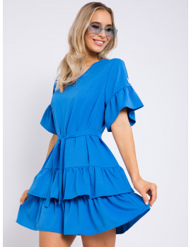 FORLI Ruffle Dress - Blue