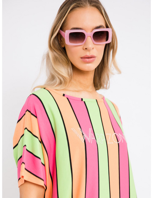 SPEZIA Striped Tunic - Pink-Green