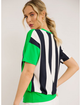 CASSANDRA Striped T-shirt - Green-Navy