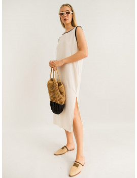 LUCINDA Ribbed Cotton Dress - Off-White