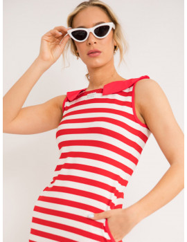 LANTHA Striped Dress - Red-White