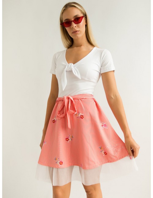 NICOL Striped Skirt - Red