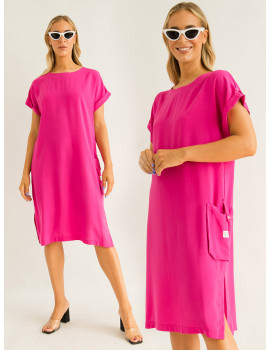 JOLENA Loose Voile Dress - Pink