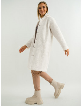 HANNAH Long Coat with Buttons - White