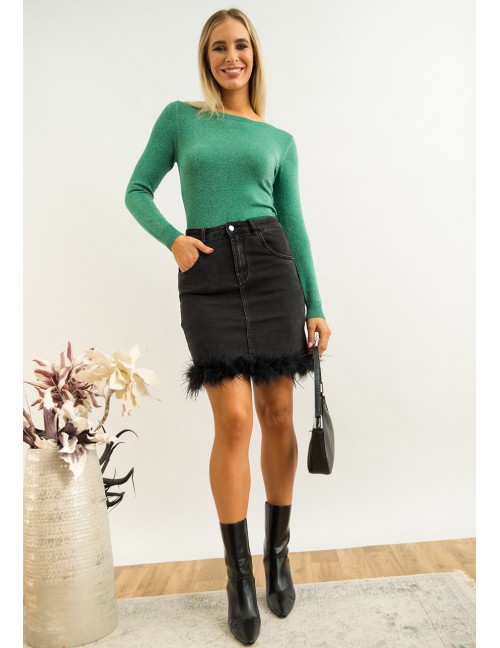 SOLINE Fekete Farmerszoknya