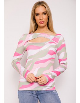 ALISYA Mintás Felső - Zöld-Rózsaszín