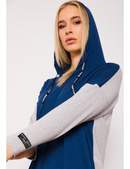 STARLA Bordás Kapucnis Felső - Kék STARLA Bordás Kapucnis Felső - Kék