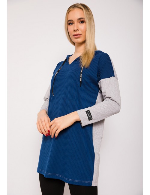 STARLA Bordás Kapucnis Felső - Kék