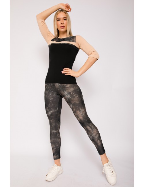 BONNIE Elasztikus Batikolt Leggings  - Fekete