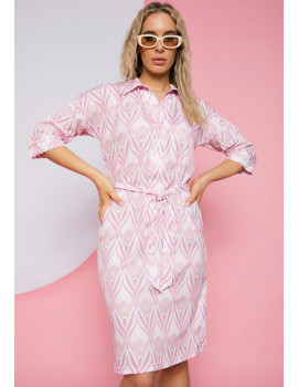 CLARIS Shirt Dress - Pink Print