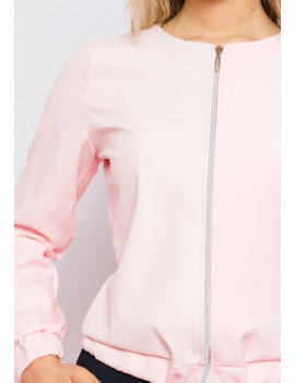 JOHANNA Faux Leather Cardigan  - Pastel Pink