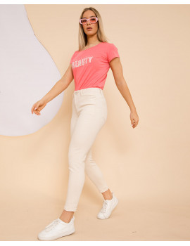 LOLA Embroidered Jeans - Cream