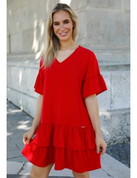HENRIETTE Ruffle Dress - Red