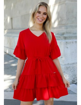 HENRIETTE Ruffle Dress - Red