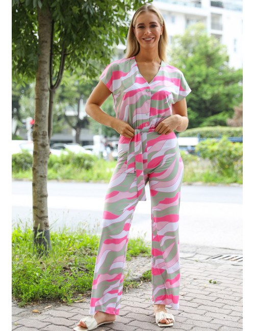 ISABELLA Gombos Overál - Pink-Zöld