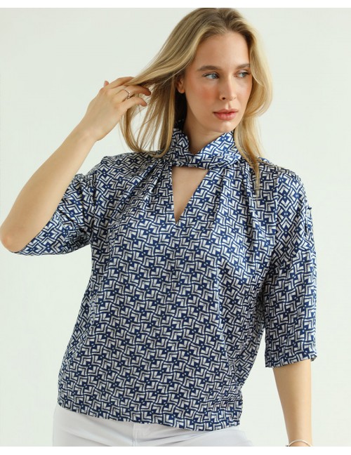 TWILA Print Blouse - Navy