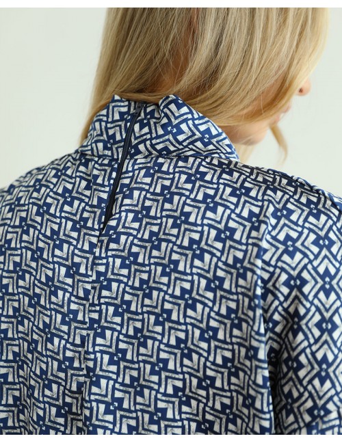 TWILA Print Blouse - Navy