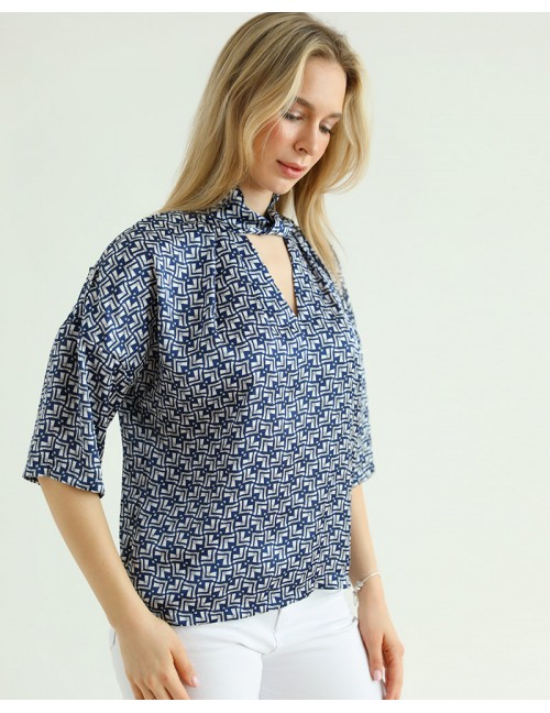 TWILA Print Blouse - Navy