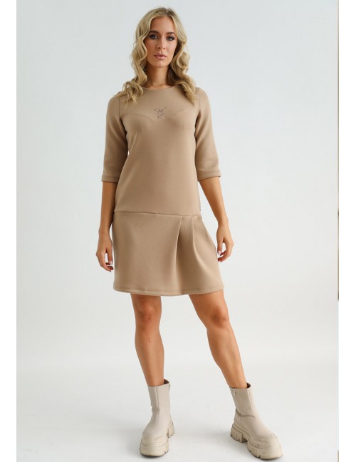 TAMARA Embroidered Dress - Peanut
