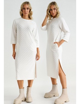 EMELDA Hímzett  Ruha - Törtfehér