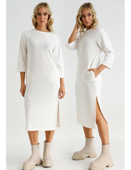 EMELDA Hímzett  Ruha - Törtfehér