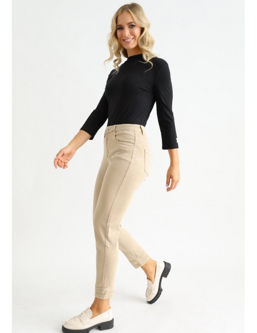 ALEXANDRA Embroidered Trousers - Beige