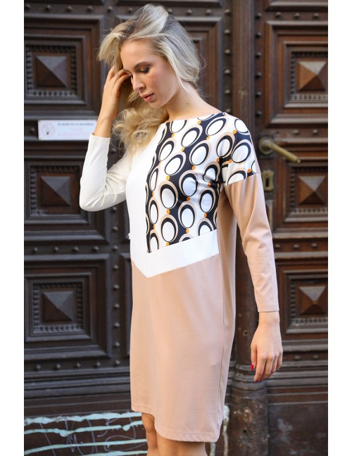 GARANCE Print Dress - Beige-White