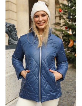 CLARA Quilted Coat - Denim Blue