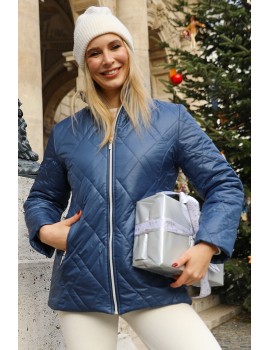 CLARA Quilted Coat - Denim Blue