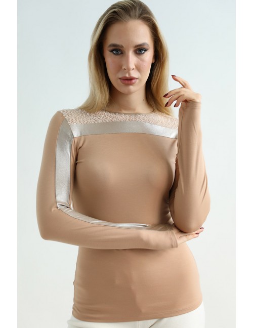 LAURA Sequin Top - Peanut