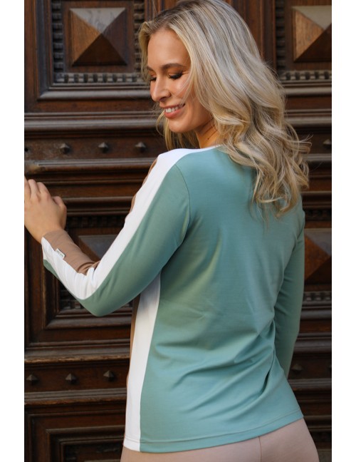 PERA Long Sleeve Shirt - Beige-Moss Green