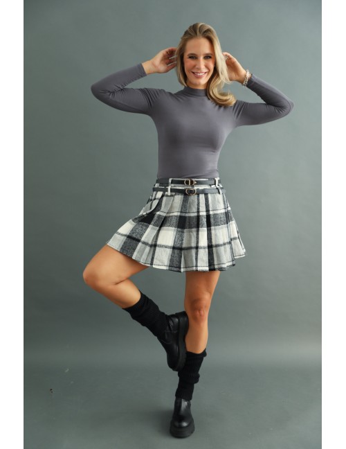 Kockás Szoknya Short Béléssel - Szürke