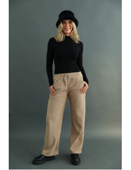 Belül Bolyhos Kordbársony Nadrág - Bézs