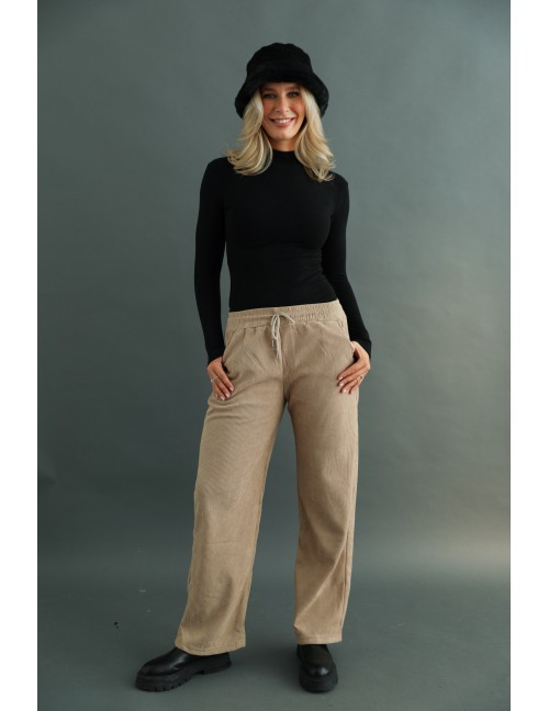 Belül Bolyhos Kordbársony Nadrág - Bézs