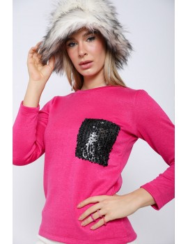 BRAELLYN Kötött Felső Flitteres Zsebbel - Pink