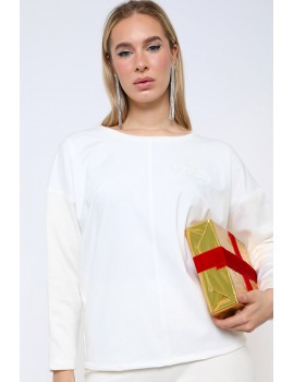 VADA Embroidered Loose Blouse - White