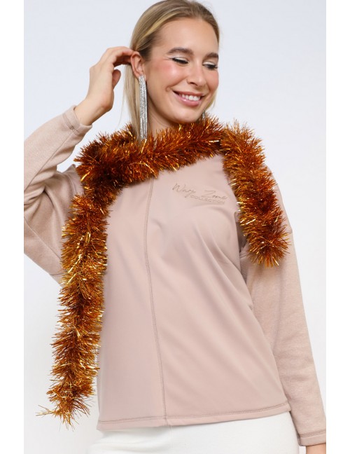 VADA Embroidered Loose Blouse - Beige